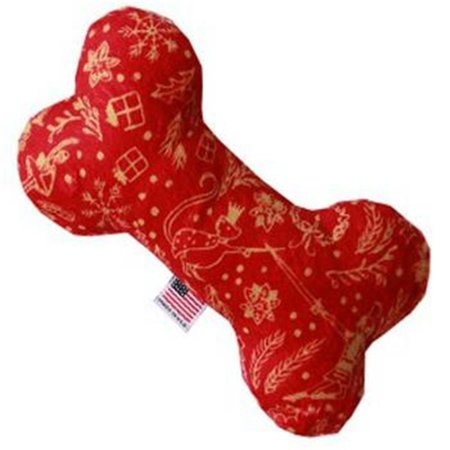MANSBESTFRIEND 6 in. Plush Bone Dog Toy Red Holiday Whimsy MA921942